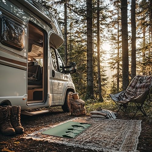 Miniatura 21 de Tapete divertido para puerta de campamento de 17 x 30 pulgadas, regalos de campamento para mujeres, alfombras de cámper para interior, alfombra