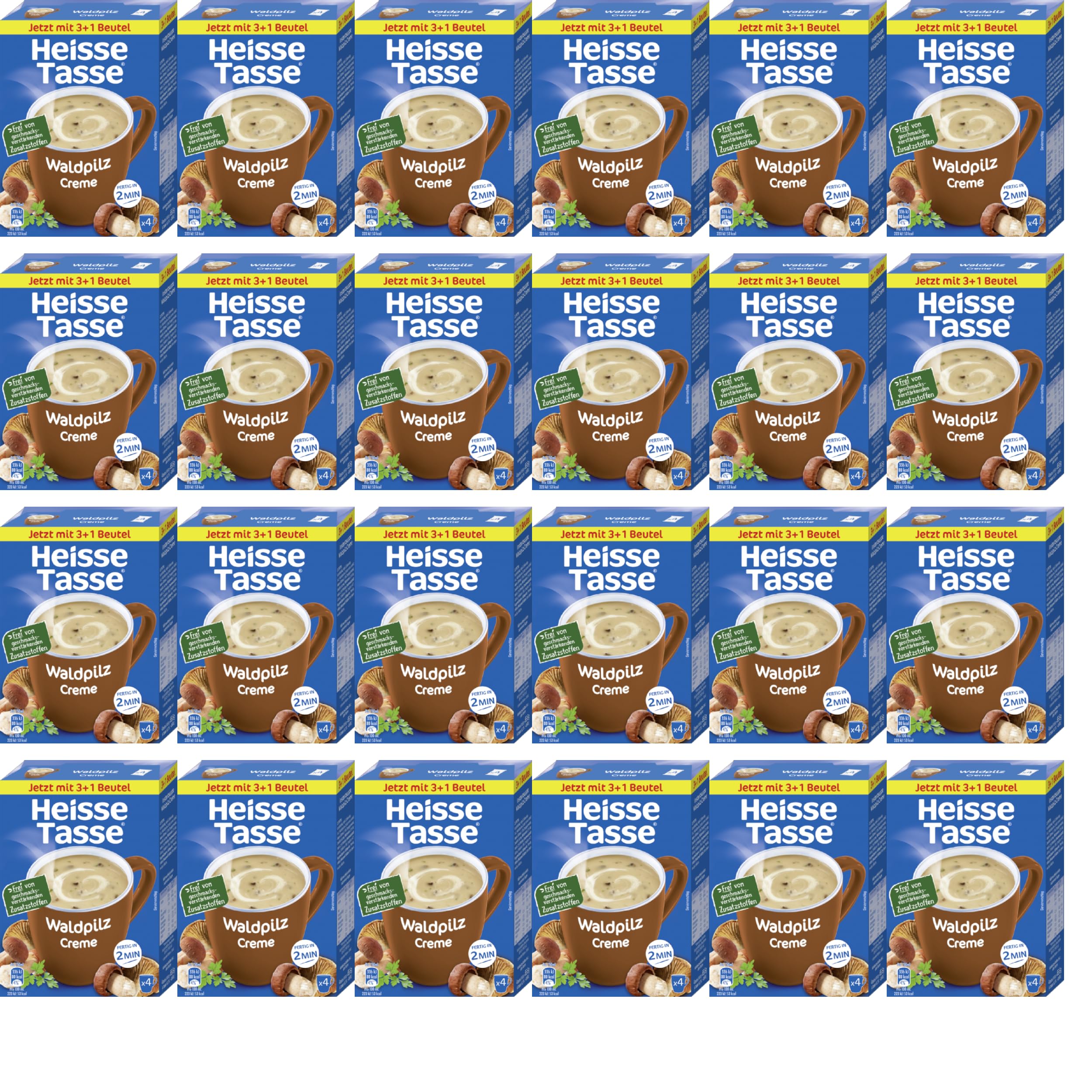Heiße Tasse Waldpilz Creme Vorteilspack Suppe, 24er Set | 96 Suppenportionen, cremiger Waldpilzgeschmack, schnelle Zubereitung, ideal für Zuhause, Büro oder Vorrat