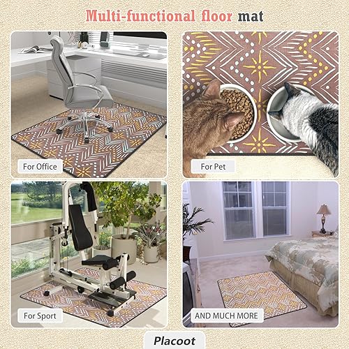 Miniatura 3 de Tapete para silla de oficina resistente para alfombra y piso de madera dura, tapete bohemio para silla de escritorio, 36 x 48 pulgadas, tapete de