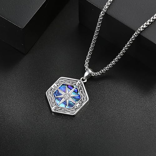 Miniatura 3 de ONEFINITY Collar de brújula de plata esterlina con nudo celta, collar de graduación, amistad, talismán, viaje, inspirador, regalo de graduación,