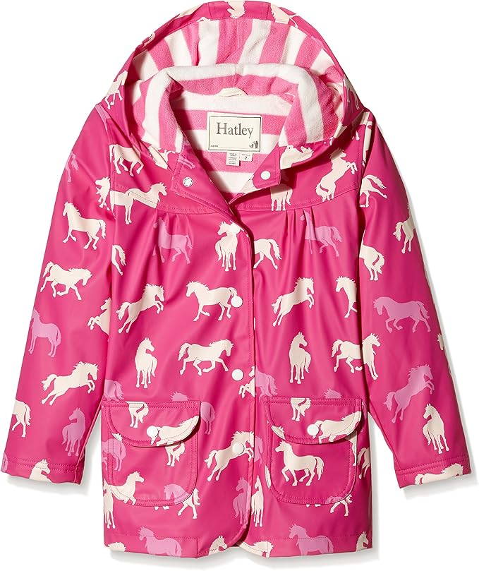 Hatley Girl's Classic Horses Raincoat, Pink, 8 Years Amazon.co.uk