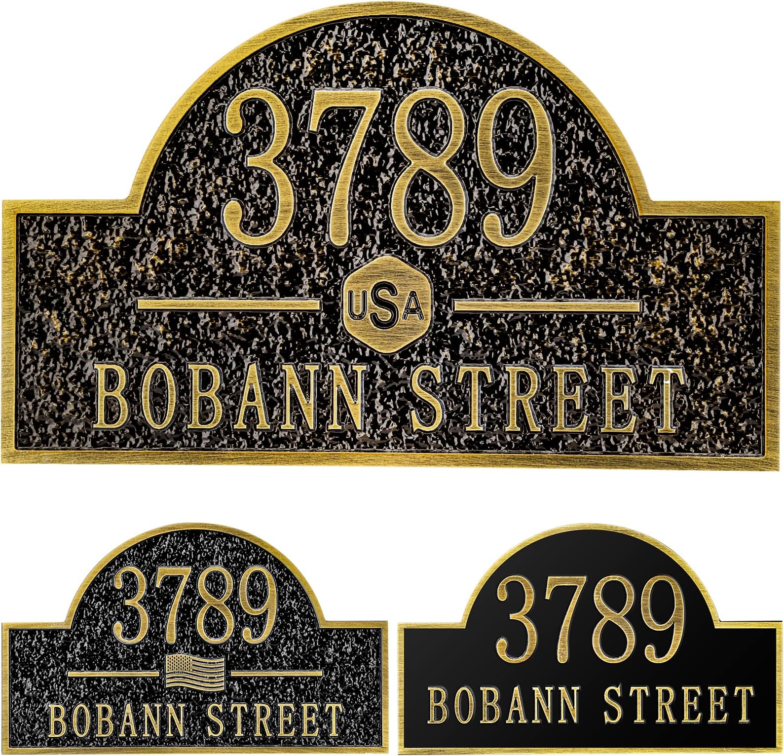 Personalized Cast Address Sign House Number Home Address Plaque 12 Inch, Custom Steet House Number Sign, Metal or Acrylic Antique Brass for Outside Vintage