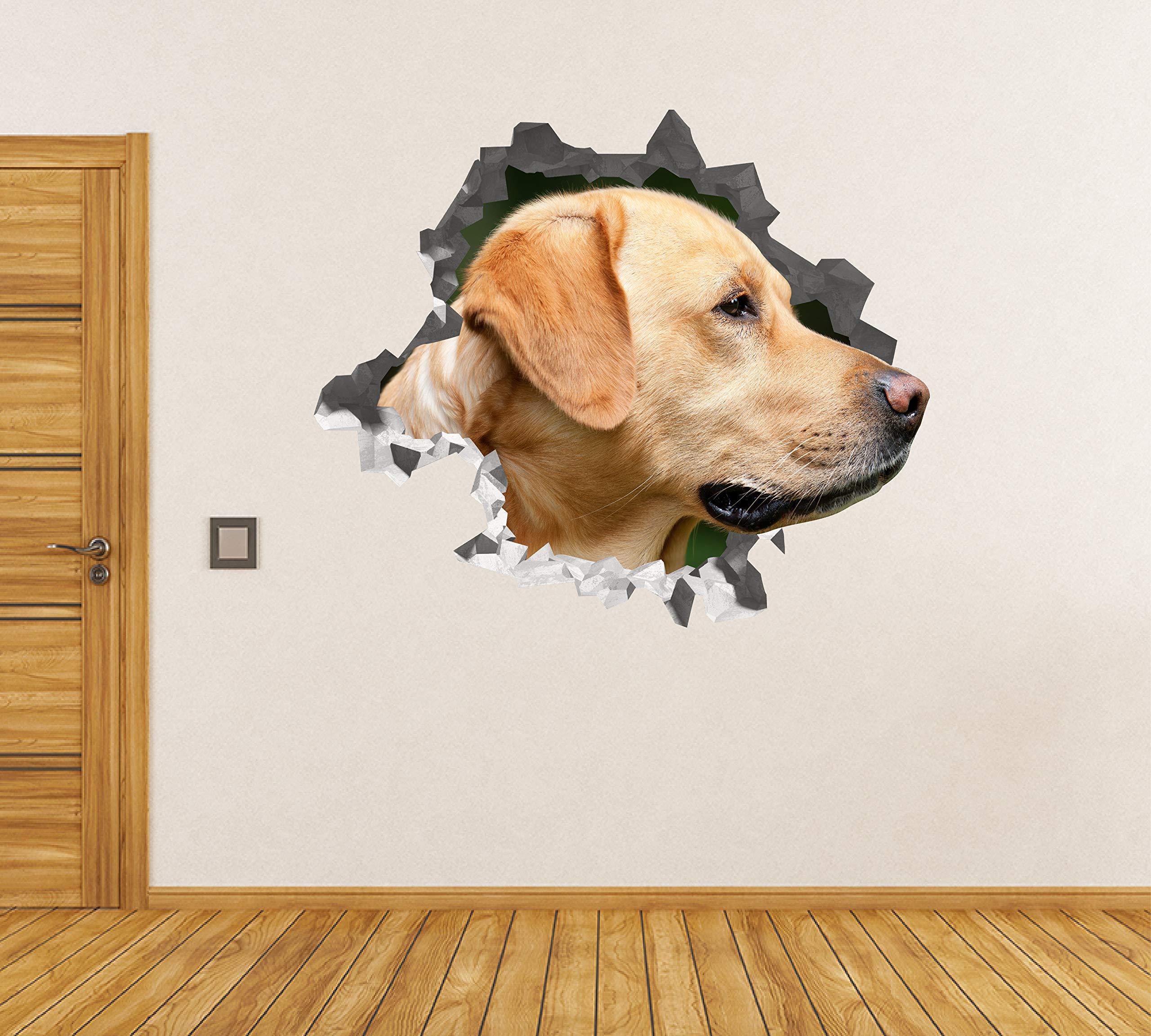 Labrador Rubio Pegatina - Calcomania Animales - Decoración de Cuartos Niños - Sticker de Cachorro - Decoración Infantil - JS365 (Gigante: 127 cm x 117 cm)