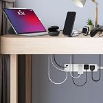 LIDER Outlet Extender with 3 Receptacles, 21W USB Type-A, and 2 USB Type-C, Ultra-Thin Wall Plate Plug with Cord Extender, 3-Outlet Power Strip, Flat-Face, Slim Design, ETL-Listed, 3ft, White