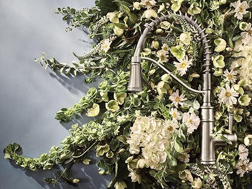 Miniatura 4 de Moen Belfield 5927SRS - Grifo de cocina de acero inoxidable, moderno grifo de cocina de resorte con potenciador de potencia, enjuague previo, un