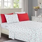 Elegant Comfort Luxury Soft Bed Sheets Motif de vacances 1500 Microfibre de qualité d'hôtel Premium - Peau de douceur et résistant au fade (6-Piece) Ensemble de literie, Roi, Santa Moose
