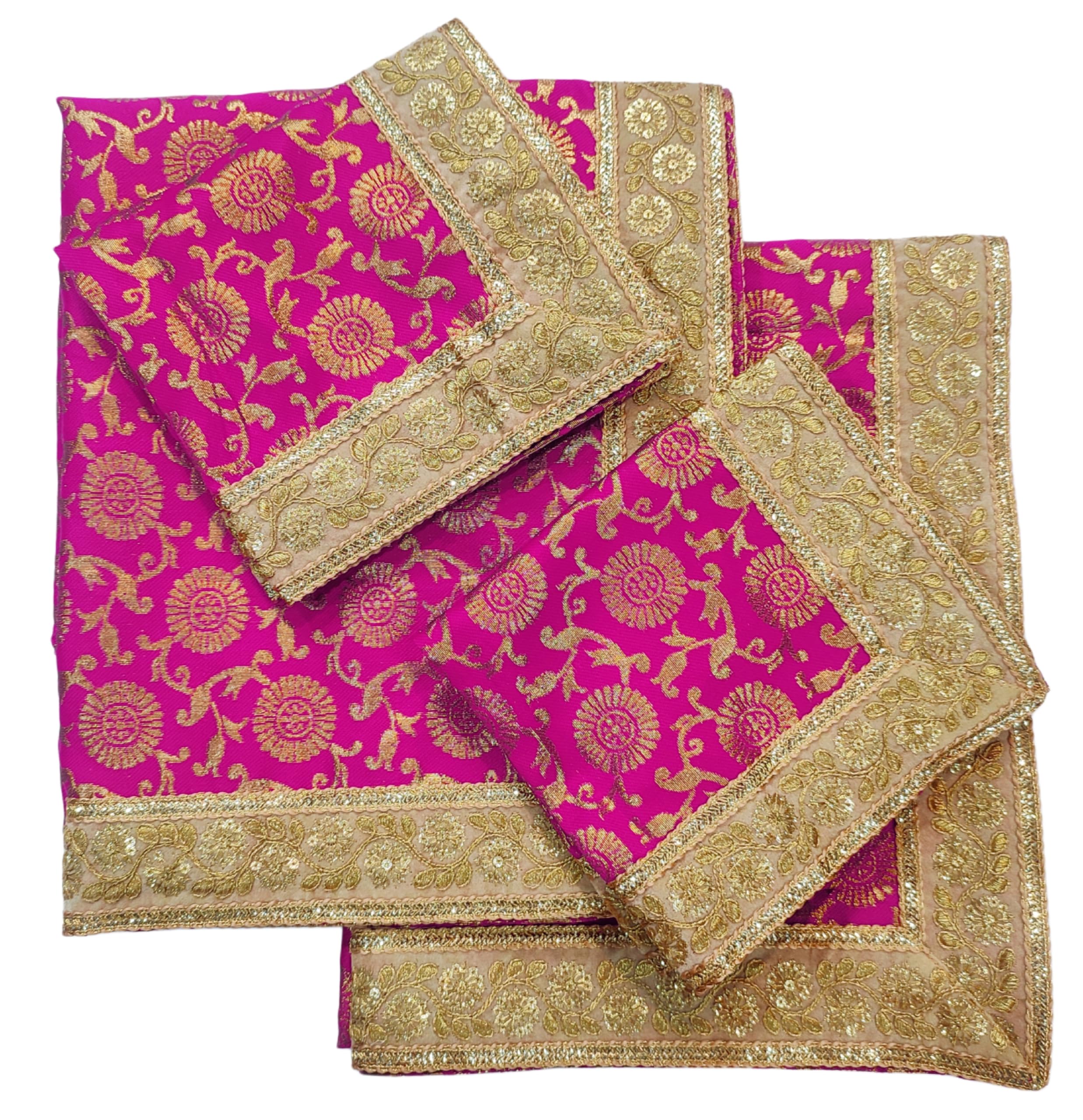 Navti Creations Rumala Sahib Pink (Raani) (Double Set) in Brocade Silk Fabric with Beautiful Golden Border (4 Piece)-image-49