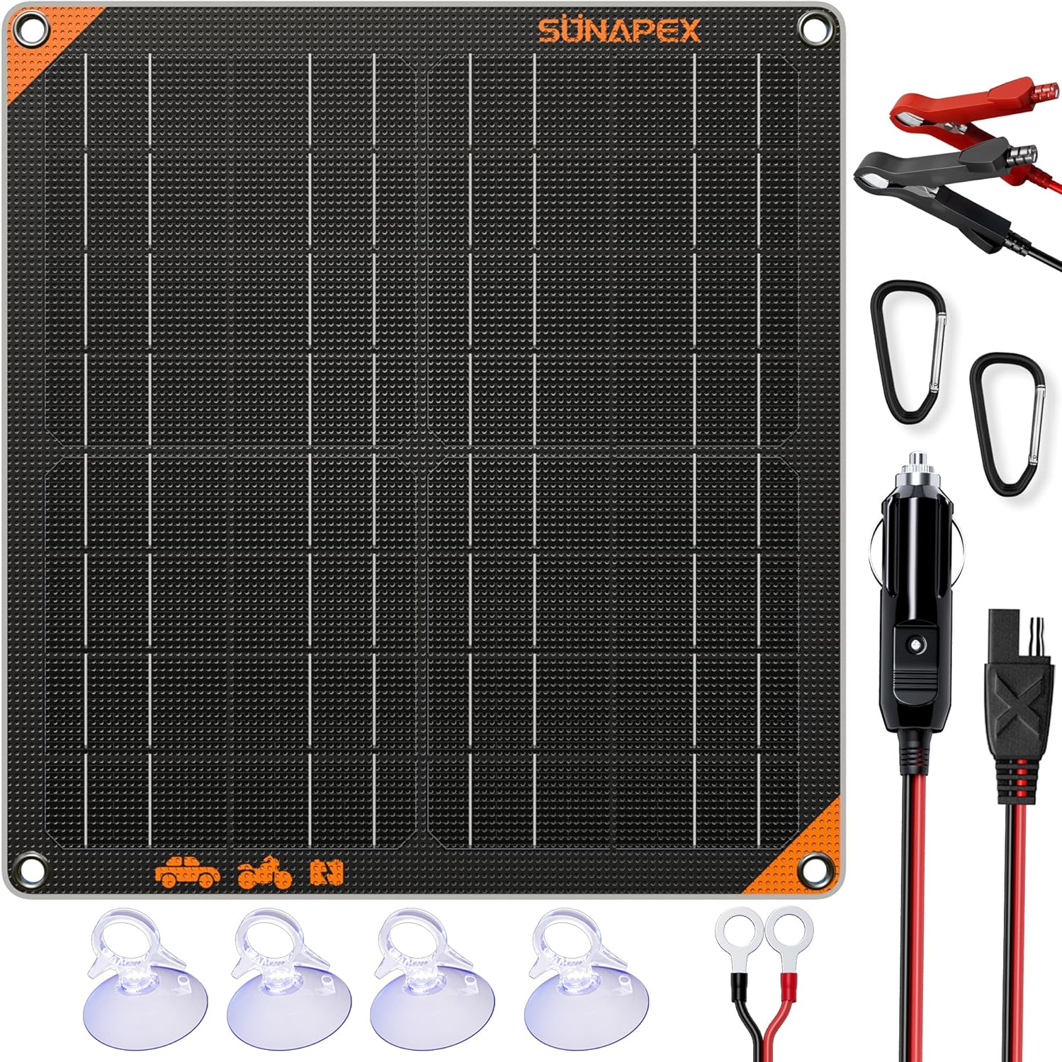 SUNAPEX 20W 12V Solar Panel Battery Charger Maintainer