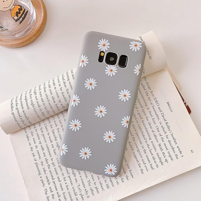 ZTOFERA TPU Back Case for Samsung Galaxy S8, Daisy Pattern Matte Soft TPU Case, Slim lightweight Protective Bumper Cover for Samsung S8 - Grey