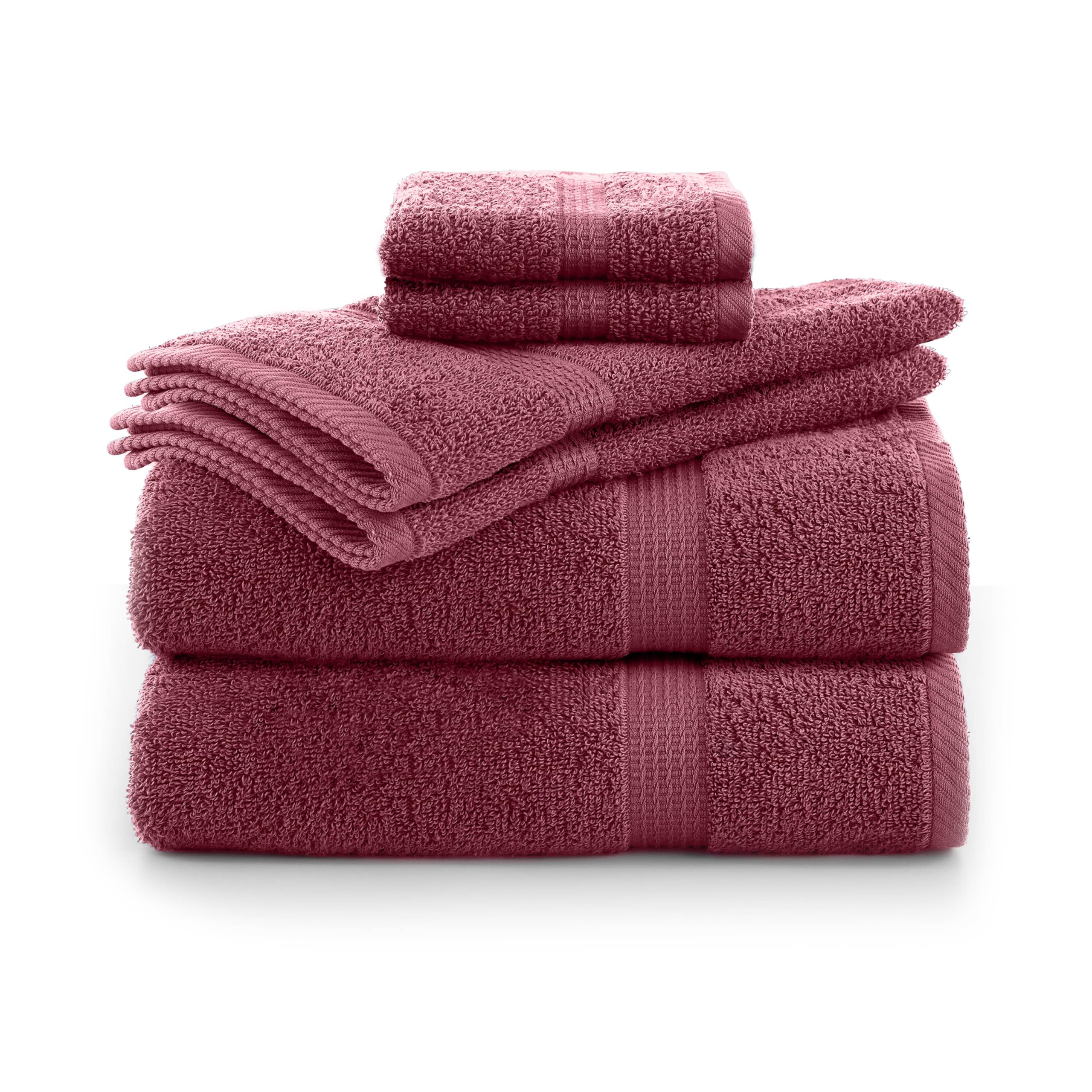 Amazon.com: Utica 6-Piece Essential Towel Set | Super Soft | Extra Absorbent | 100% Cotton ...