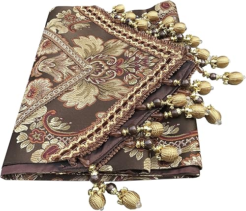 Miniatura 4 de MAGILONA Home Mantel decorativo con cuentas de Europa, lujoso terciopelo de lino de algodón, relieve 3D, patrón floral bordado, camino de mesa,