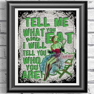 Zombie Pin Up Wall art on dictionary book page, Zombie lover brain art