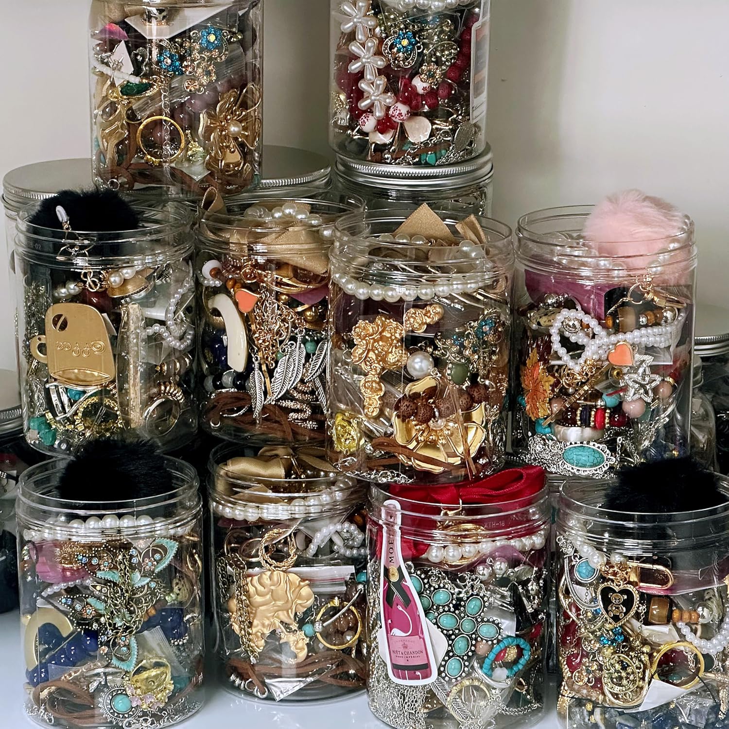 Mystery Jewelry Jar for Women, Gothic Witchy Jewelry Gift Set(Goth Boho Mixed Punk Everyday Necklaces,Earrings, Rings,Bracelets/Bangles),Valentines Day Gifts,Unique Alternative Fashion Romantic Present for Her