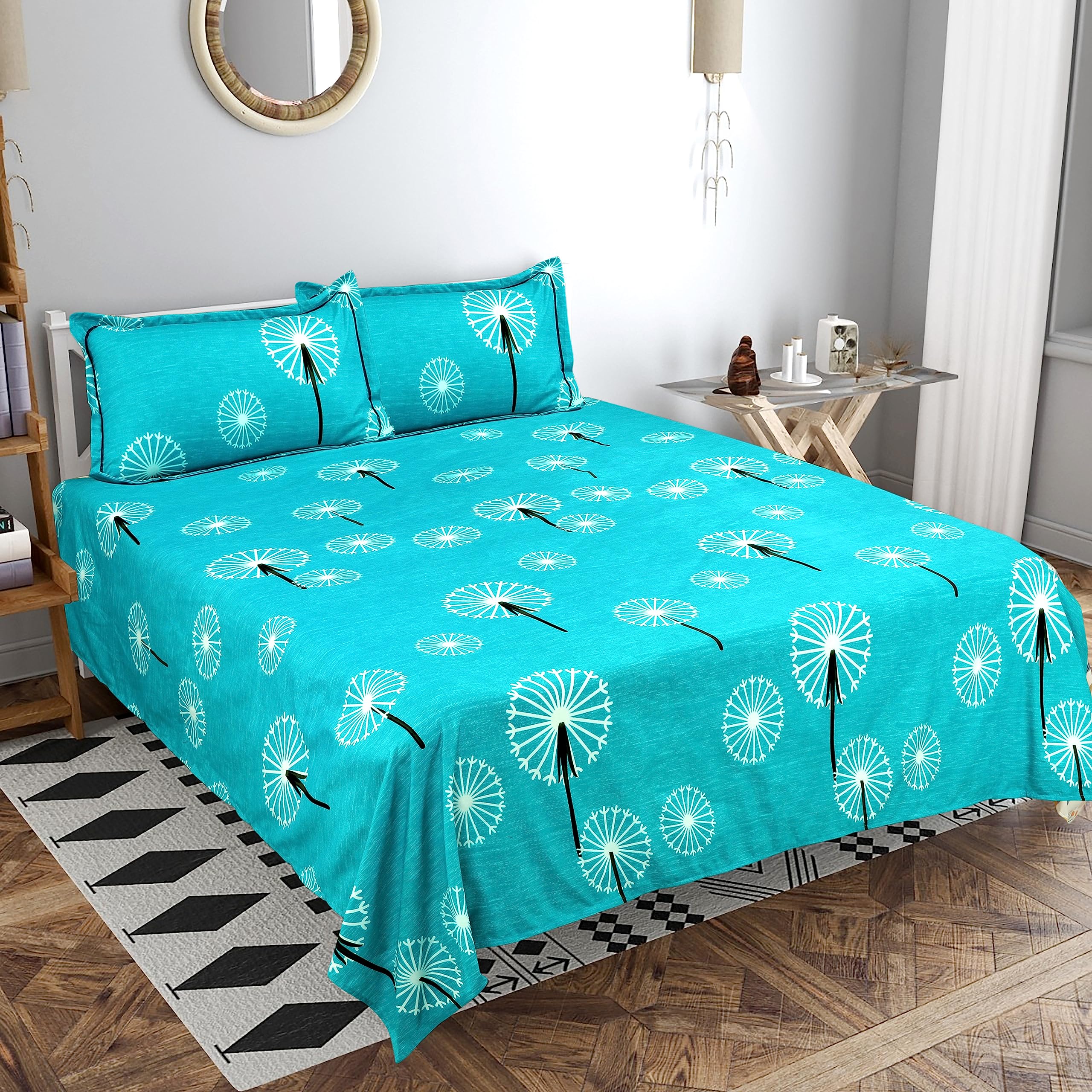 BSB Home Kingston Collection 220 Tc Ultra King Size Bedsheets with 2 King Size Pillow Covers|Soft Sheets, Breathable, Shrinkage (3 Pcs, 108X108 Inches Or 274X274 Cm, Black Beige & Rust, Cotton)