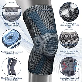 NEENCA Professional Knee Brace for Pain Relief, Medical Knee Compression Sleeve, Knee Support with Horizontal Knit Tech for Meniscus Tear, ACL, Arthritis, Joint Pain, Runner, Workout- FSA/HSA APPROVED