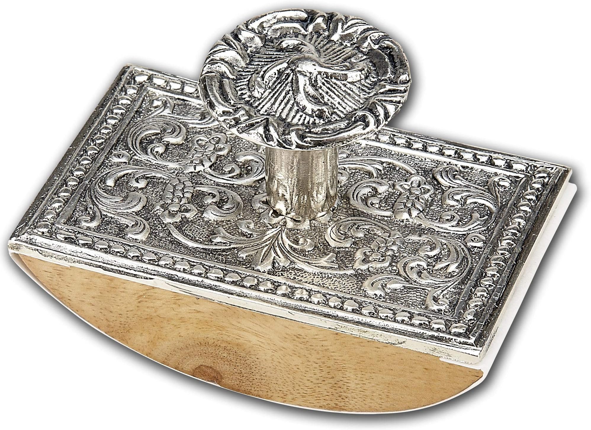 Wood & Metal Rocking Ink Blotter Pewter (Silver) N2501SI
