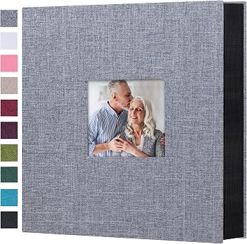 Mublalbum Photo Album 4x6, 600 Pockets, Linen Cover with Window,Gray