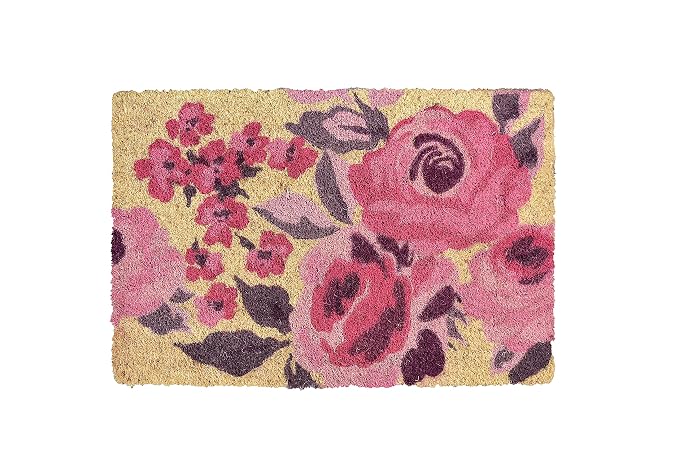 Buy Skyy Anai Mat Coir Doormat With Pink And Berry English Roses With Non Slip Rubber 60 X 40 X 1 5 Cm Online At Low Prices In India Amazon In