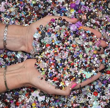 Pearl, Millefiori, Seed Beads, Crystal, Glass, Acrylic, 3/4 Pounds Loose Assorted Mixed DIY Jewelry Kit, Crafting Projects Assorted Random Beads 3/4 Pound