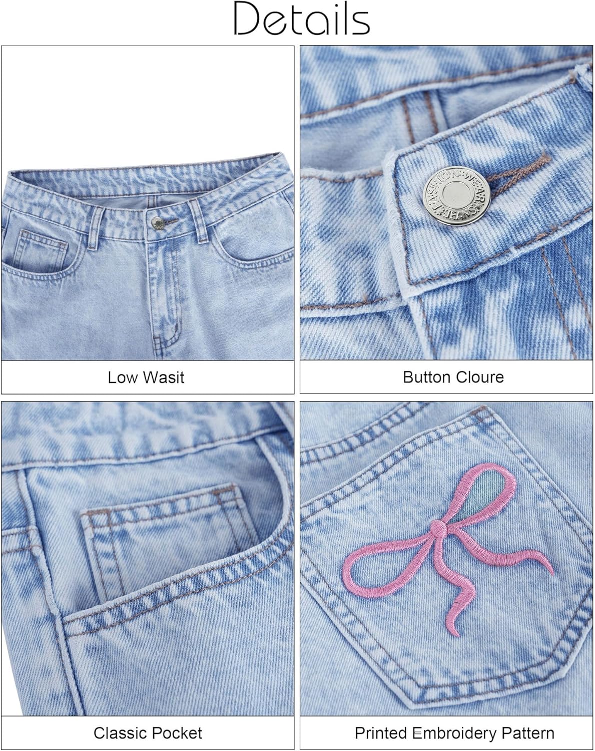 Women's Low Waisted Baggy Jeans Wide Straight Leg Casual Loose Denim Pants Y2K Trendy. - Image 6
