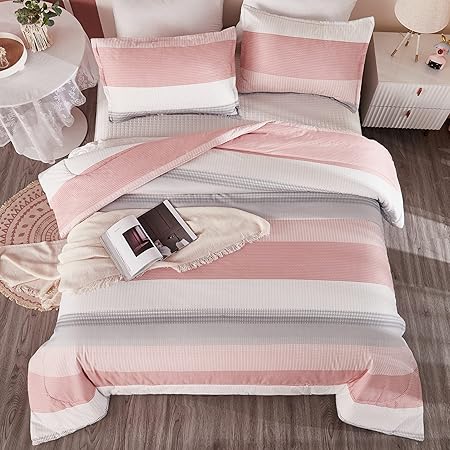 Litanika Pink Twin/Twin XL Comforter Set for Girls - 2 Pieces Blush Twin Extra Long Size Lightweight Bedding Set, All Season Down Alternative Comforter