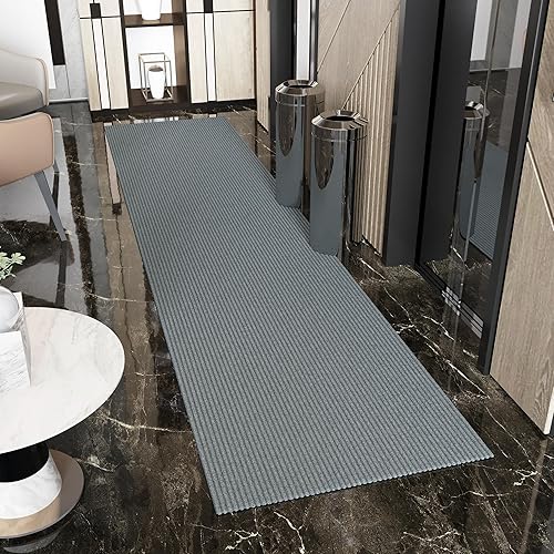 Scrape Rib Alfombra antideslizante de goma de 3 x 12 pies para interiores y exteriores, impermeable, para pasillo, cocina, sala de estar, garaje,