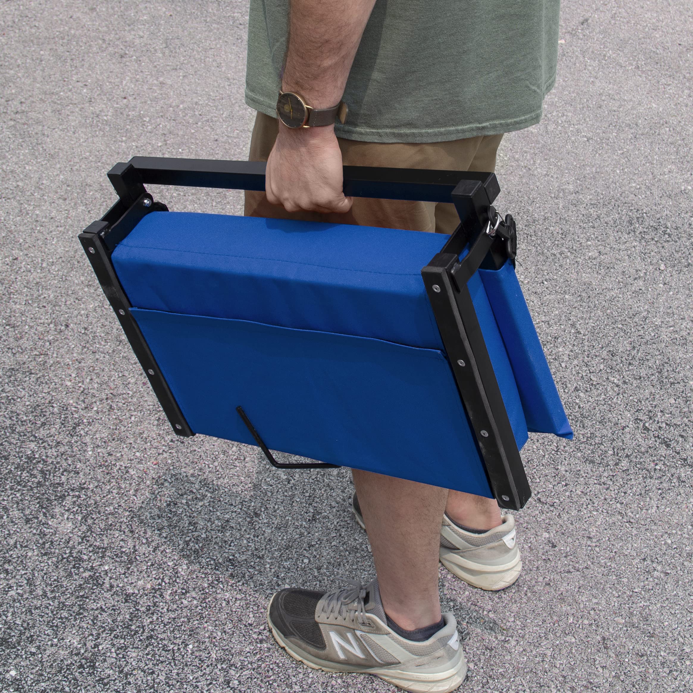 Outdoor Leisure Stadium Chairs for Bleachers with Back Support Products, Extra-Large Ultra-Padded Seat for Complete Comfort, Easy Carry Handle with Adjustable Shoulder Strap, BLUE (STADBLUXL)