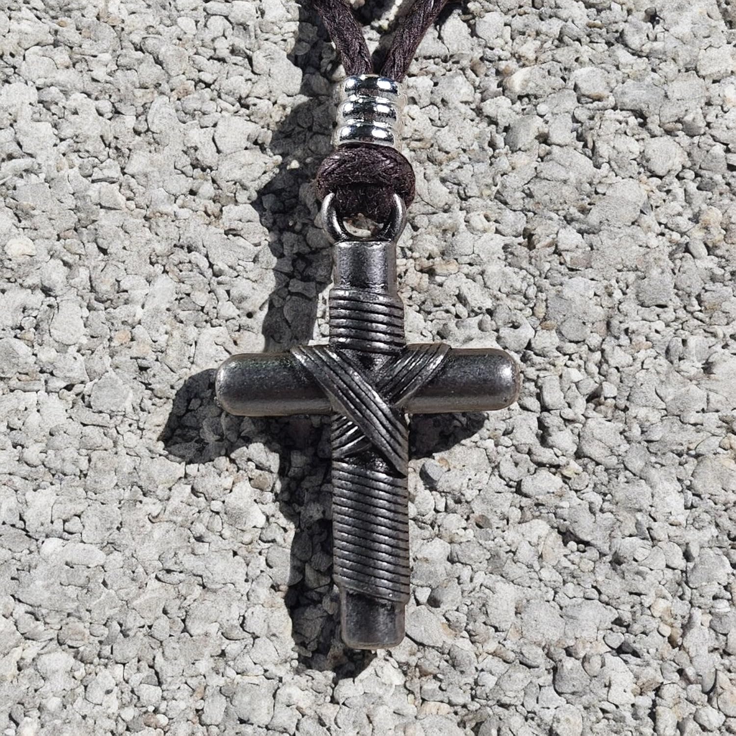 BlueRica Wrapped Cross on Adjustable Cord Necklace - Image 4