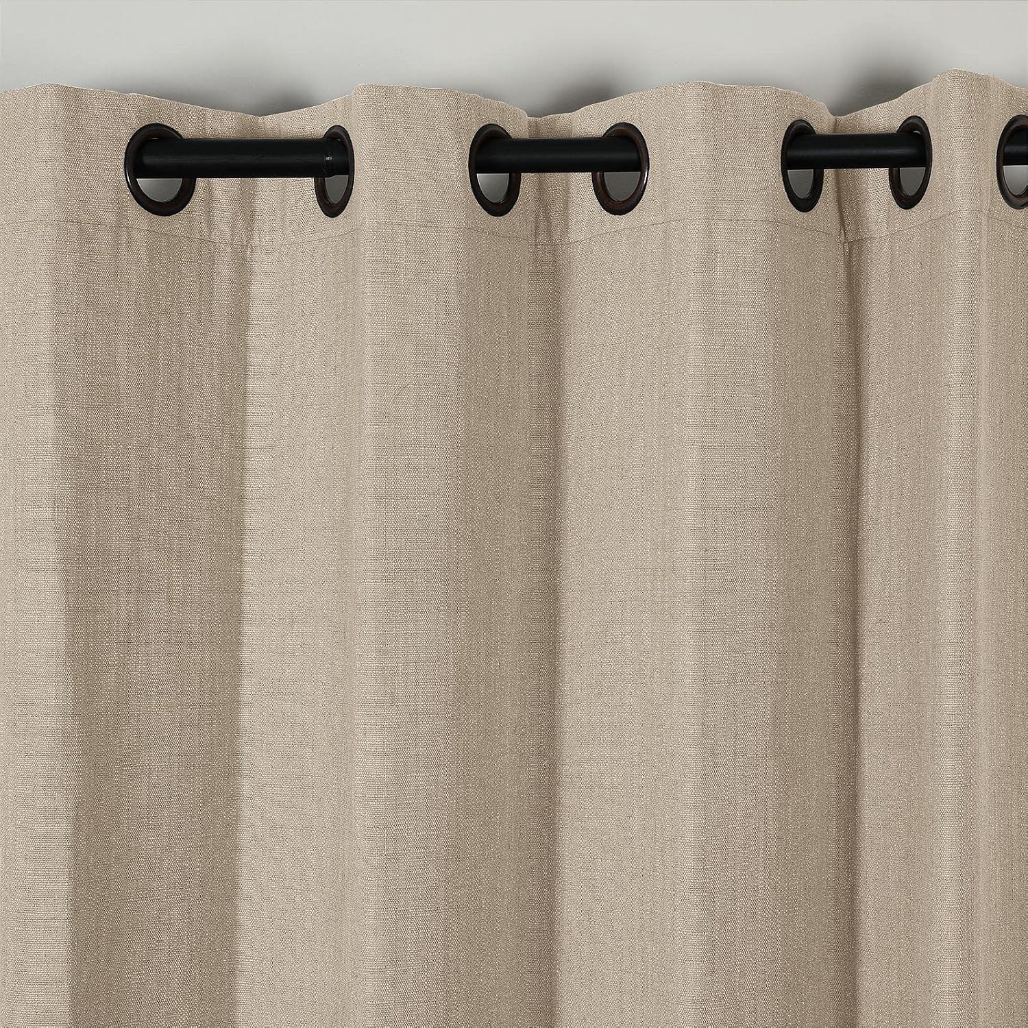 TWOPAGES Room Darkening Grommet Window Curtain Drape, Solid Faux Linen Look Privacy Curtain Panel for Living Room Bedroom Sliding Glass Door, 100 x 84 inch Length, Flax, 1 Panel