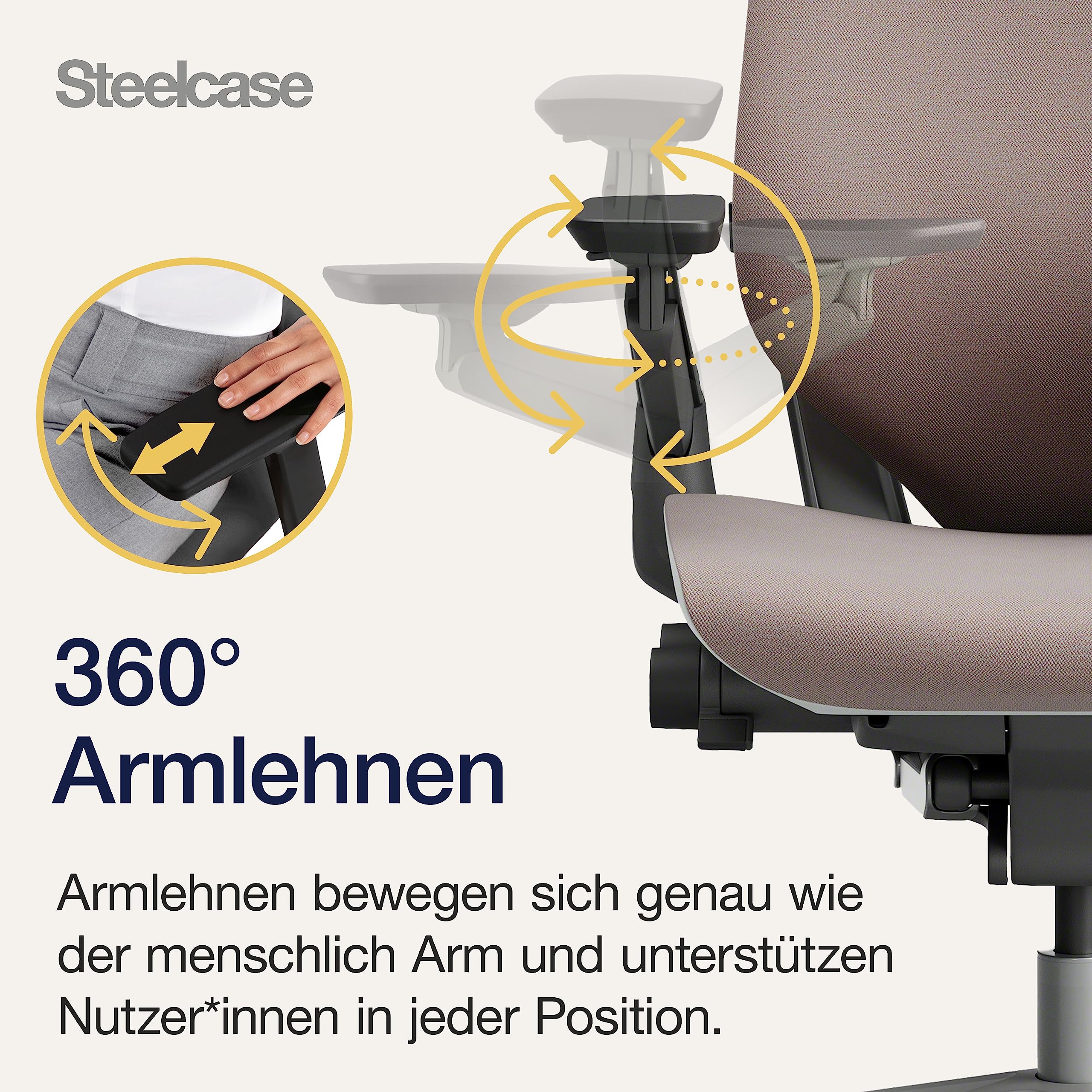 Steelcase Ergonomischer Bürostuhl: Gesture, 360°-Armlehnen, Linse – Ansicht 4