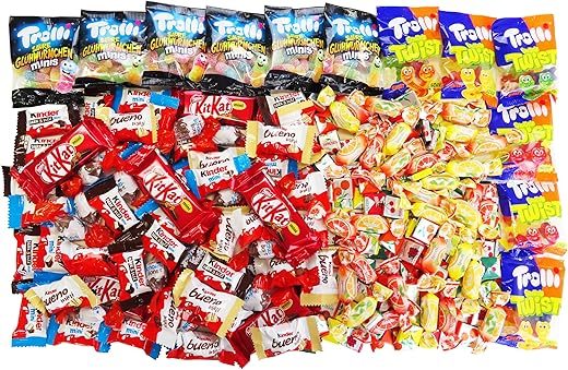 CAPTAIN PLAY 210 Piece Mixed Sweets, Candy and Chocolate Mix for Children's Birthday Parties with 6 Children, Pack of 1 Bag 930g