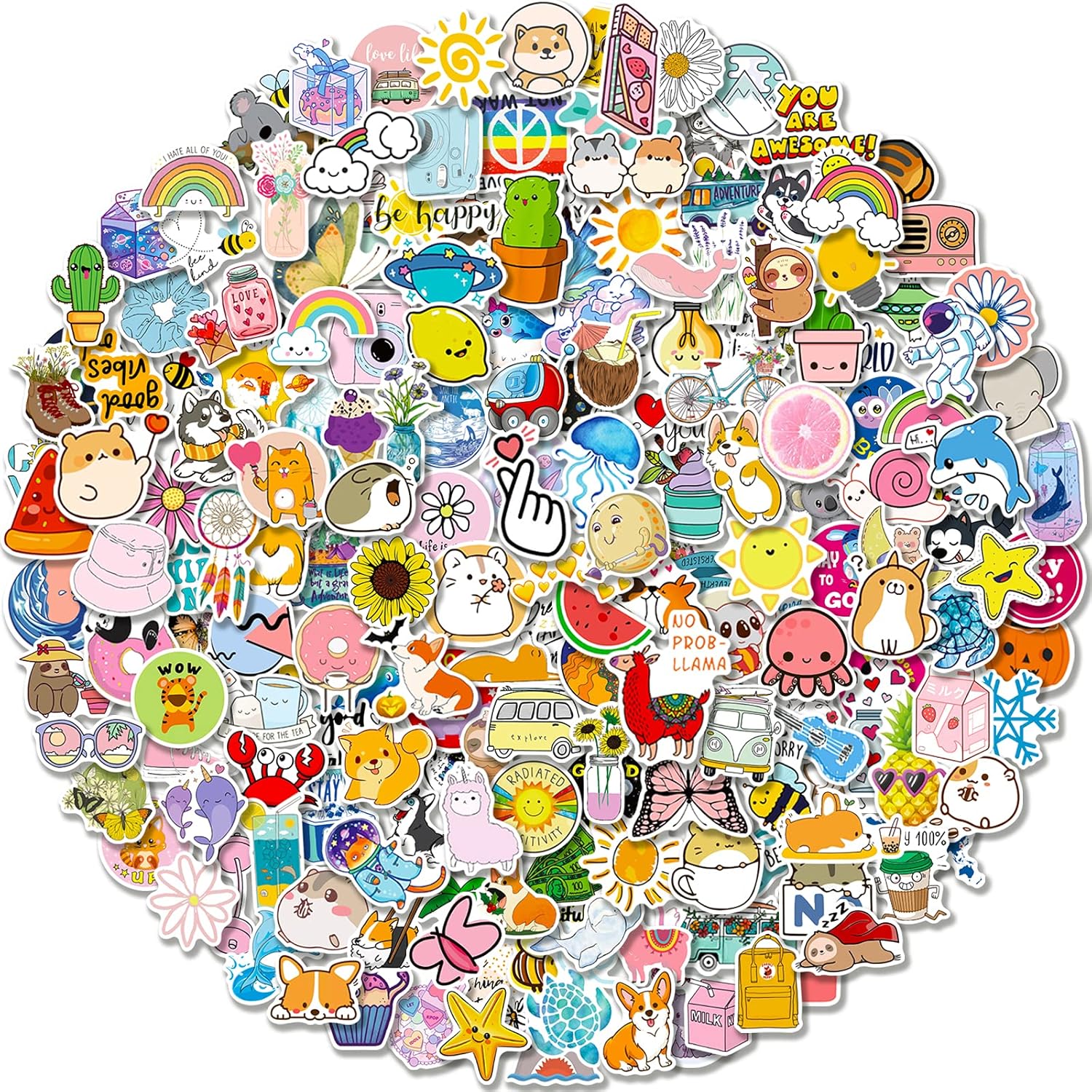 Water Bottle Stickers, 200 Pcs/Pack Waterproof Cute Vinyl Aesthetic Vsco Stickers for Hydroflask Laptop Computer Skateboard Phone Stickers for Teens Kids Girls : Toys & Games