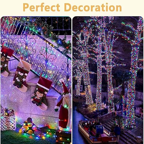 Miniatura 2 de Paquete de 4 luces solares para exteriores, 800 luces LED de 262 pies, extralargas, 8 modos, luces parpadeantes impermeables para jardín, árbol,