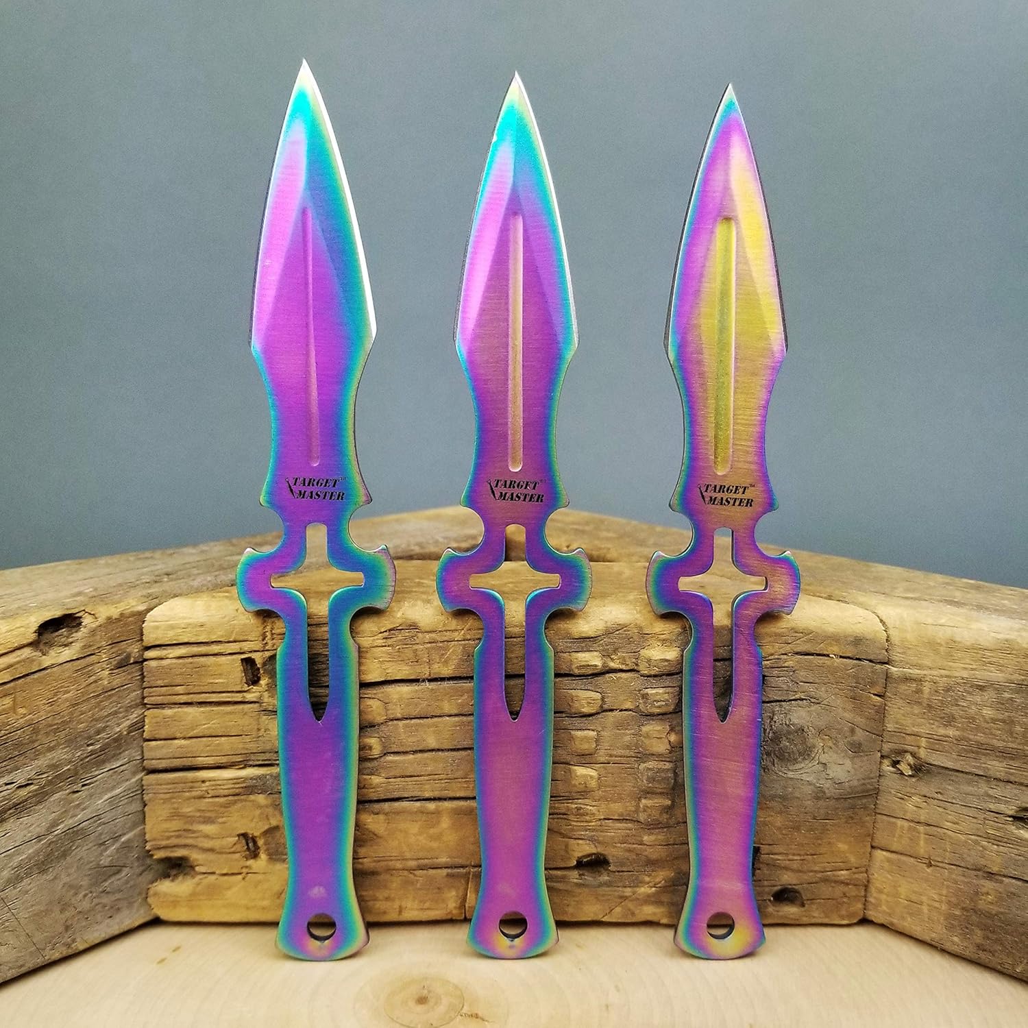 Target Master 3PC 6" Cross Blade Fixed Blade Knife Set w/Sheath Ninja Knife Dagger + Sheath