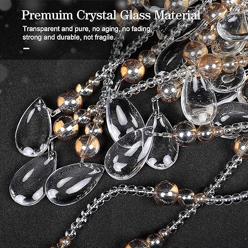 Miniatura 7 de Osunnus Cortina de cuentas de cristal para puerta colgante de puerta, cenefa con cuentas arqueadas, decoración hippie de cristal para puerta,