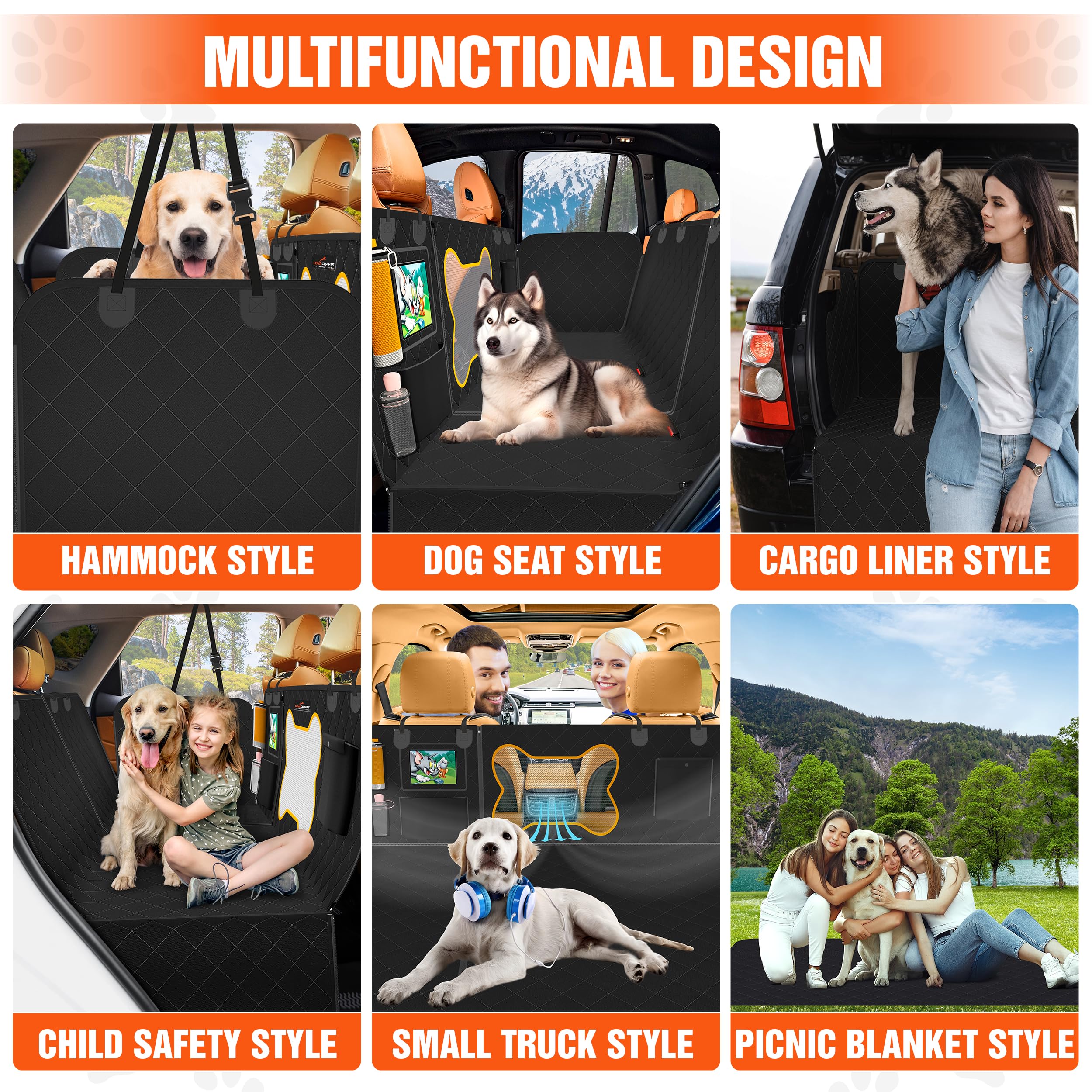 Extensor de asiento trasero para mascotas, hamaca de tela 600D con parte inferior dura para asiento trasero de coche, soporta 500 libras, impermeable, funda de asiento trasero de coche para perros con