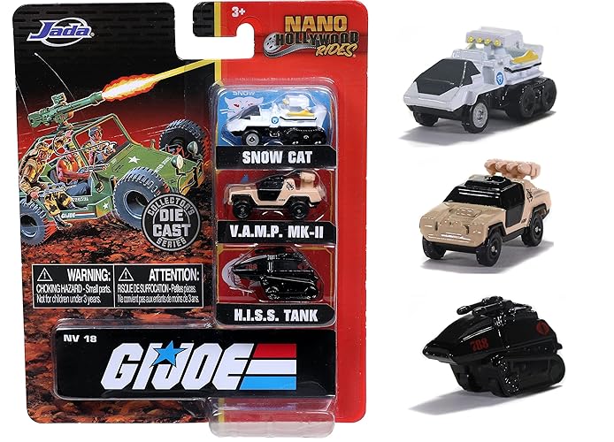 Jada Toys GI Joe 1.65 pulgadas Nano paquete de 3 coches fundidos a presión, juguetes para niños y adultos (32083)
