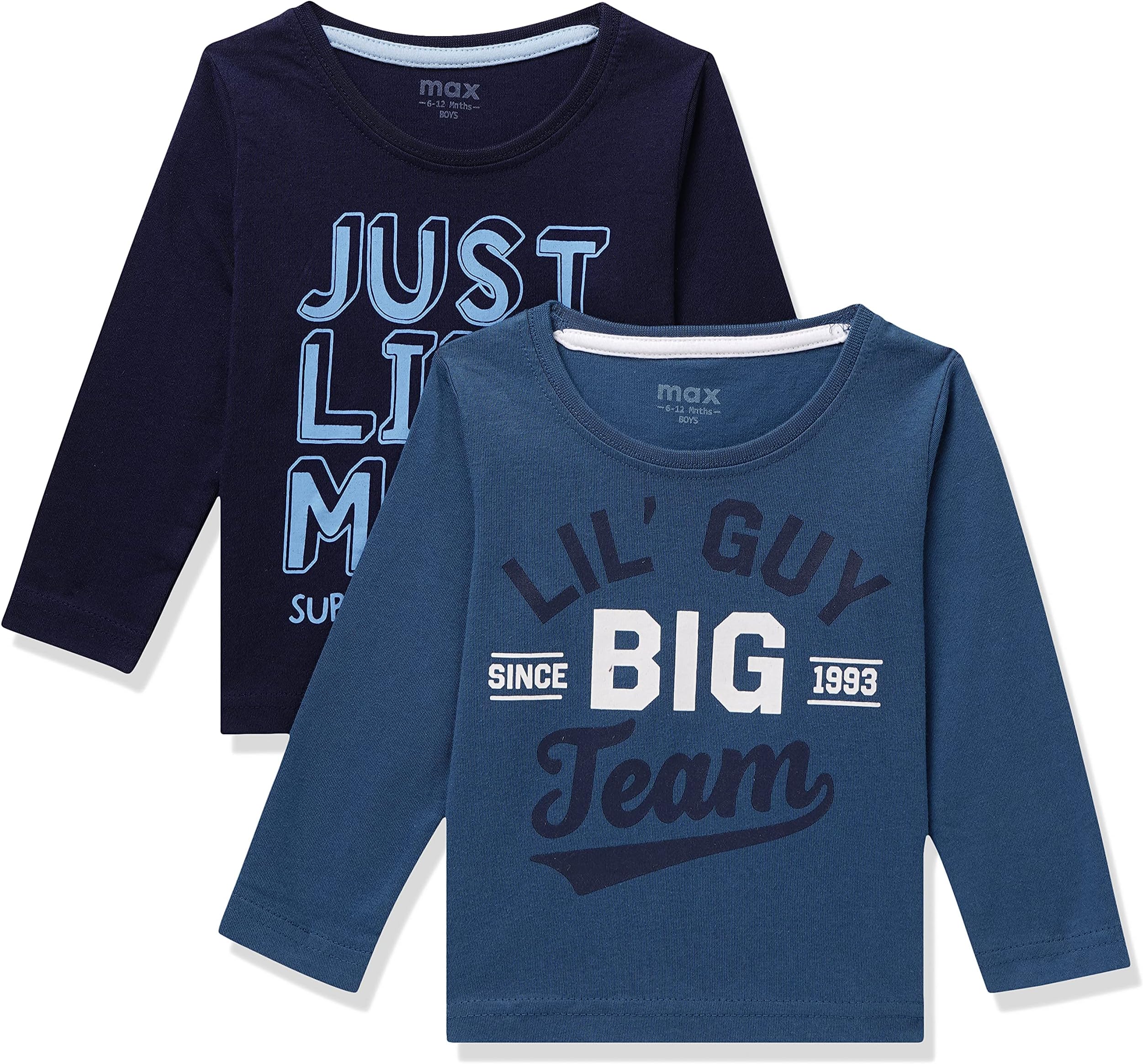 Max Boys Cotton Regular Fit Printed T-Shirt - Pack of 2