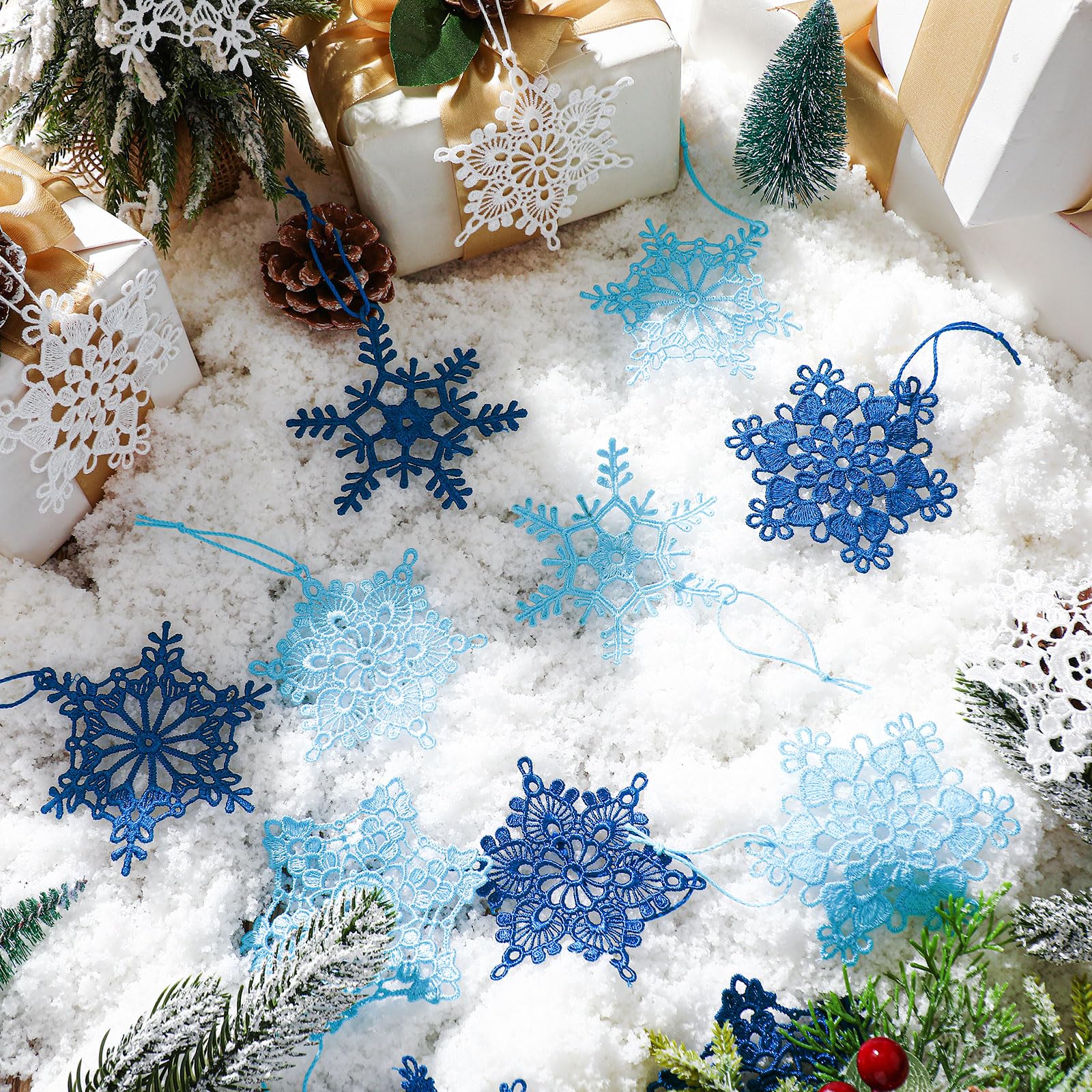 Amazon.co.jp: Buryeah 36ピース 雪の結晶 クリスマスオーナメント