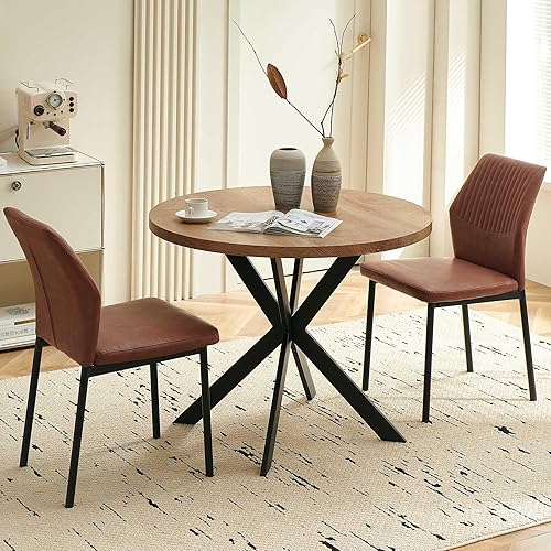 Miniatura 26 de Juego de mesa de comedor redonda de 37 pulgadas para 4, moderno juego de café de cocina de círculo pequeño para apartamento, sala de estar, oficina,