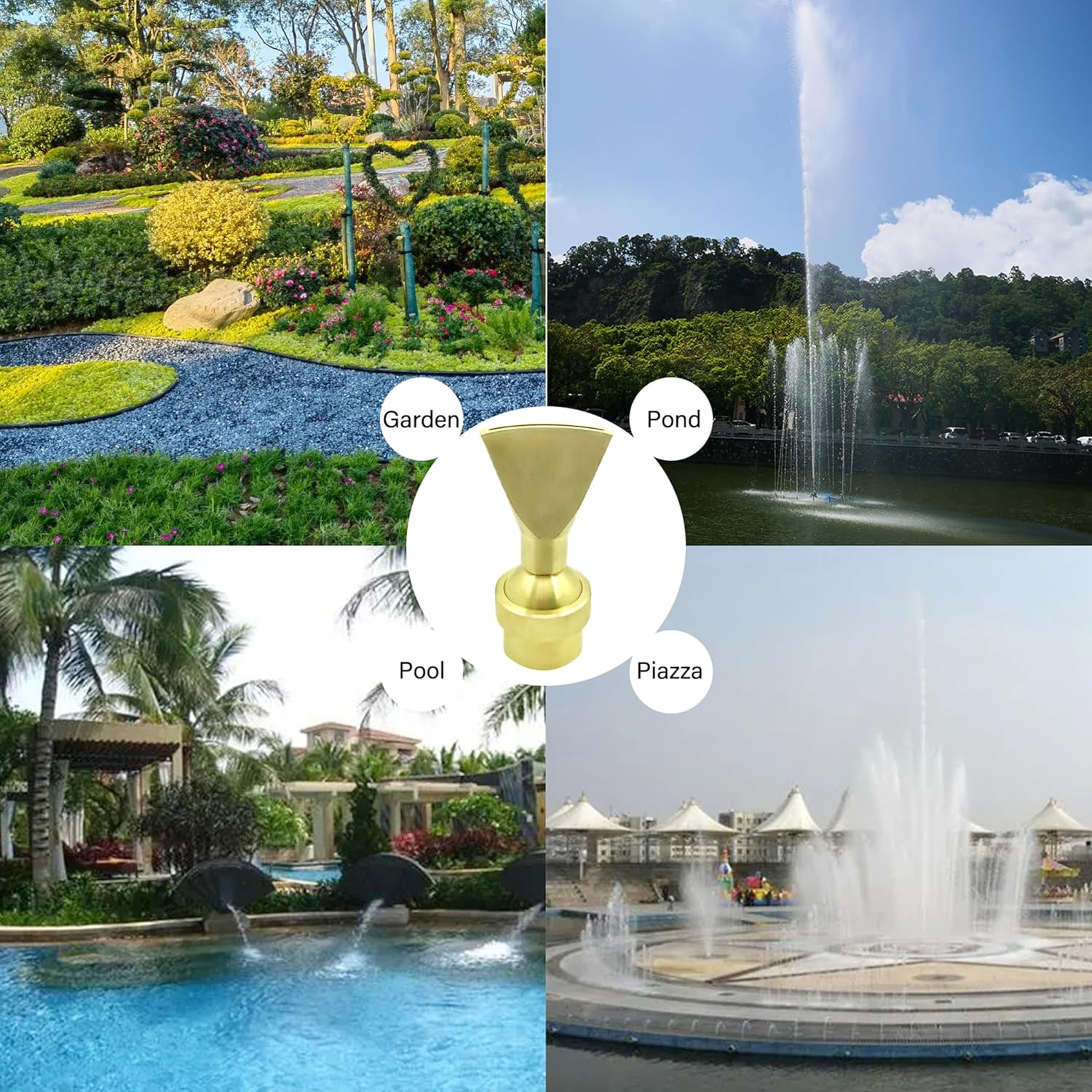Brass fan-shaped fountain nozzle, duckbill flat nozzle nozzle for gardens, landscaping, ponds, squares, playgrounds B-N-9 (G 2")