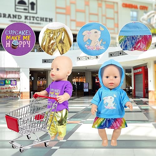 Vista 5 de 12 juegos de 14 a 16 pulgadas, ropa de muñeca, accesorios de vestido, diademas compatibles con muñecas recién nacidas de 15 pulgadas (16.9 in)