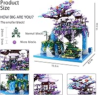 Vista 7 de The Moon Palace Chinese Architecture Micro Building Blocks Set with LED Lights, 4574PCS Cherry Blossom Tree Model Kit, Collectible Cultural Gift for