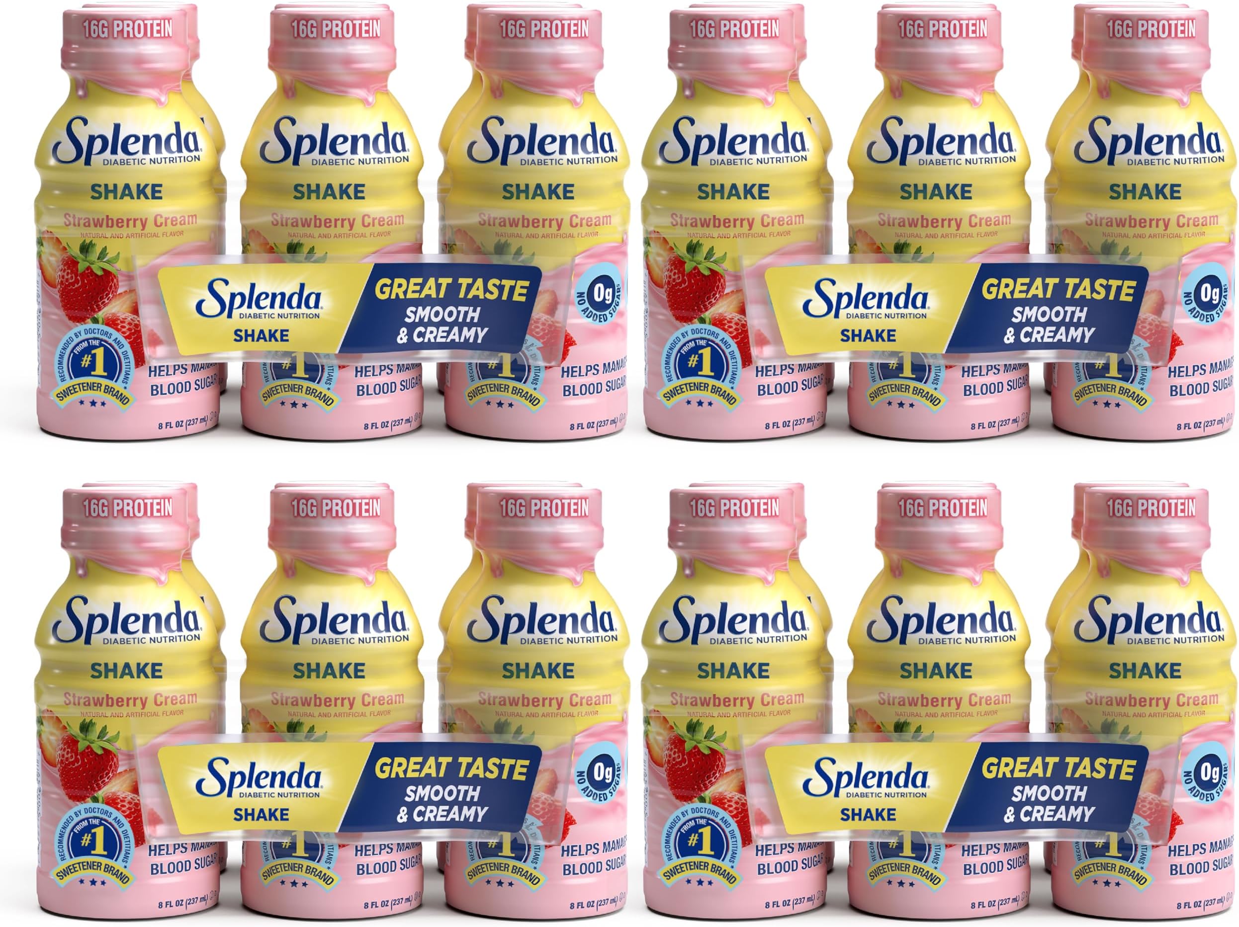 Diabetes Nutrition Shakes - Meal Replacement Shake, Strawberry Cream, 8 Fl Oz (Pack of 24)