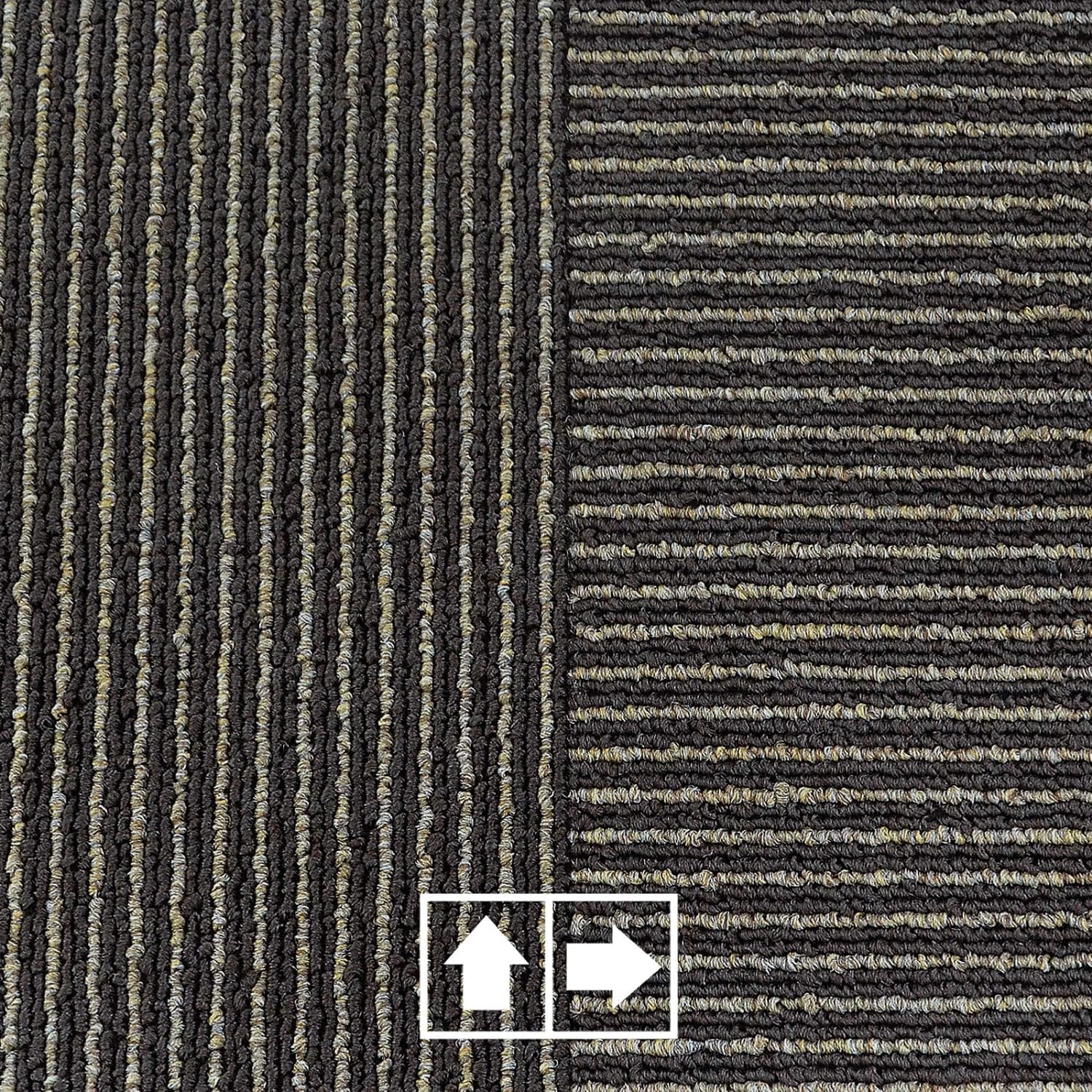 Lot de 24 dalles de tapis design Bohemia 50 x 50 cm autoportantes – 6 m² – Tapis de sol résistant avec poils bouclés de haute qualité – Antistatique avec dos en bitume (marron/beige)