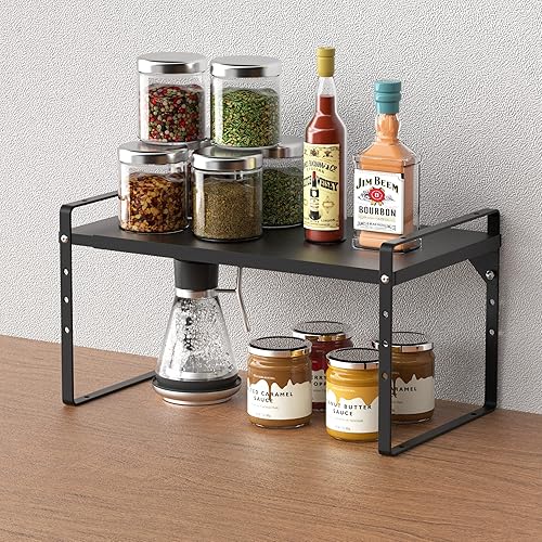 Miniatura 5 de Slideep Estante ajustable de altura para gabinete, estante de 16.54 a 27.17 pulgadas, estante de armario expandible para cocina, baño, despensa,