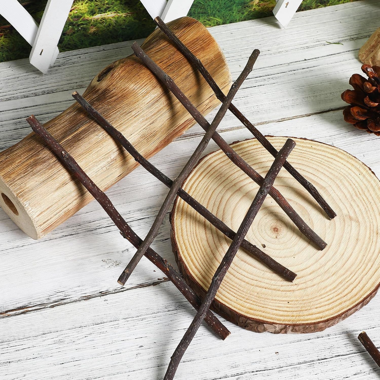 50pcs Craft Sticks Natural Wood Twigs Long Wooden Branches 7.8" and 11.8" Wood Log Sticks for DIY Crafts Projects Photo Props Home Decorations