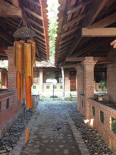 Miniatura 5 de Campanillas de viento grandes de bambú de coco de 35 pulgadas para exteriores, campanillas de madera de tono profundo hechas a mano para jardín,