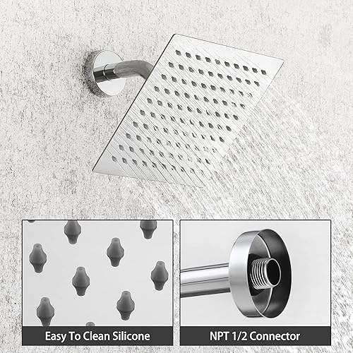 Miniatura 3 de SKOWLL Juego de cabezal de ducha tipo lluvia para montaje en pared, kit de ducha de 8 pulgadas, sistema de grifo de ducha de un solo mango con