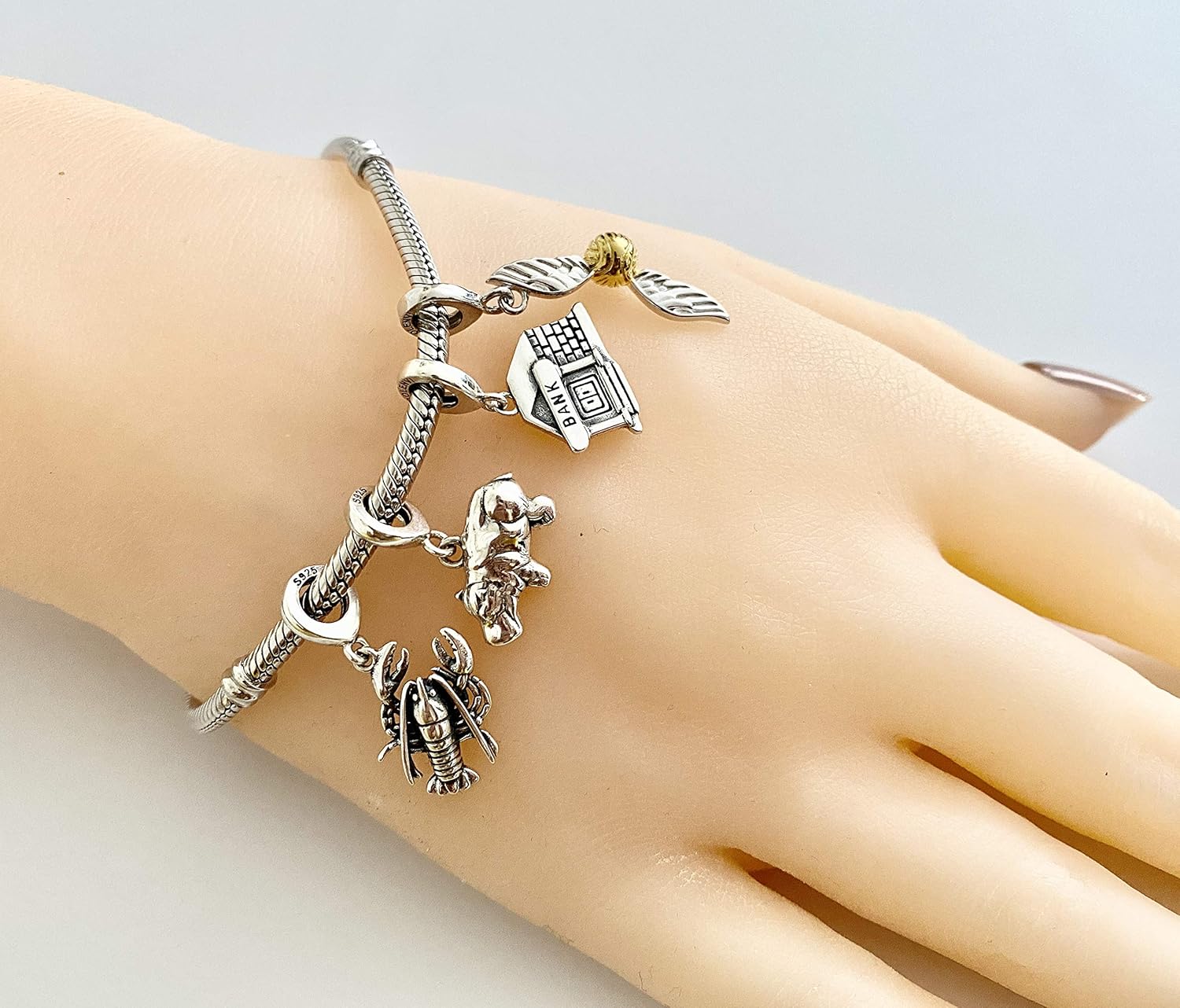 Bolenvi Golden Ball Wings 925 erling Silver Pendant Charm Bead For Pandora & Similar Charm Bracelets or Necklaces - Image 3